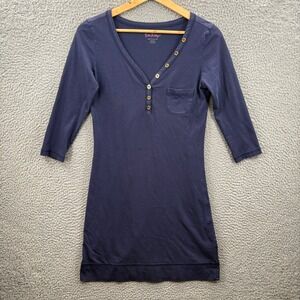 Lilly Pulitzer Henley Dress Women XS Blue Pima Cotton 3/4 Sleeve Pocket Preppy *